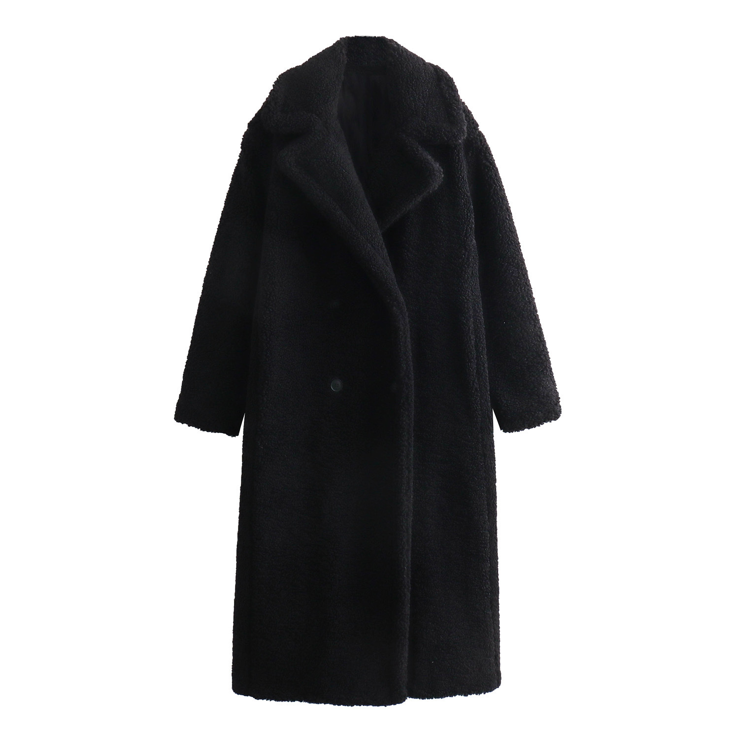 Autumn New European And American Style Fleece Double Row Ornament Loose Overcoat Coat - Image 3