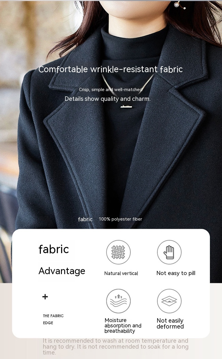 Black Double Breasted Coat Autumn And Winter New Women's Suit Jacket - Image 7