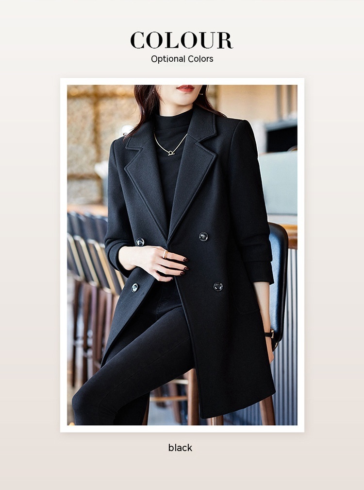 Black Double Breasted Coat Autumn And Winter New Women's Suit Jacket - Image 9