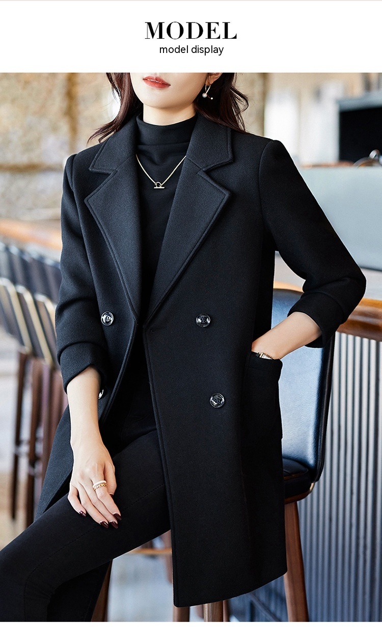 Black Double Breasted Coat Autumn And Winter New Women's Suit Jacket - Image 10