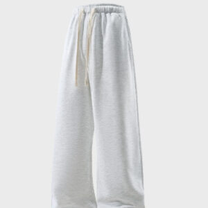 Drawstring Sports Pants Pockets Micro Elastic Knitted Fabric Breathable Straight Casual Long