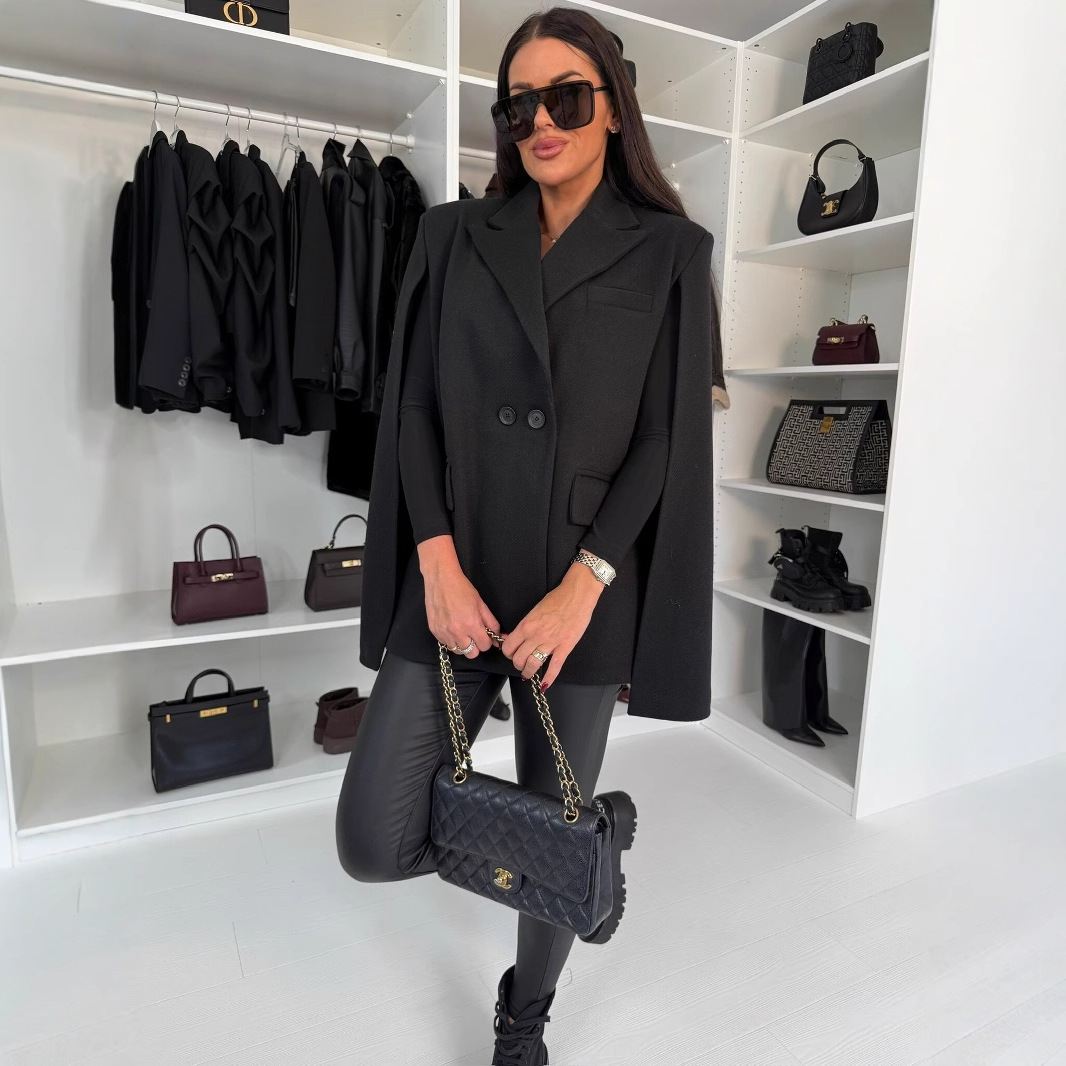 Fashion Solid Color Loose Shawl Coat - Image 3