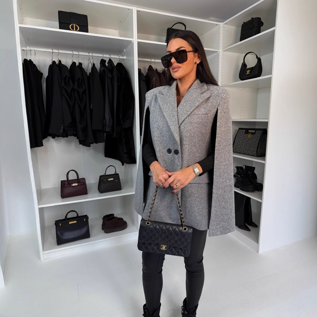 Fashion Solid Color Loose Shawl Coat - Image 5