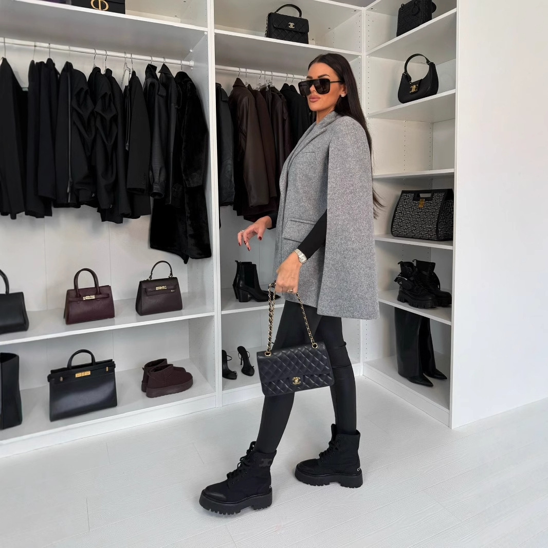 Fashion Solid Color Loose Shawl Coat - Image 6