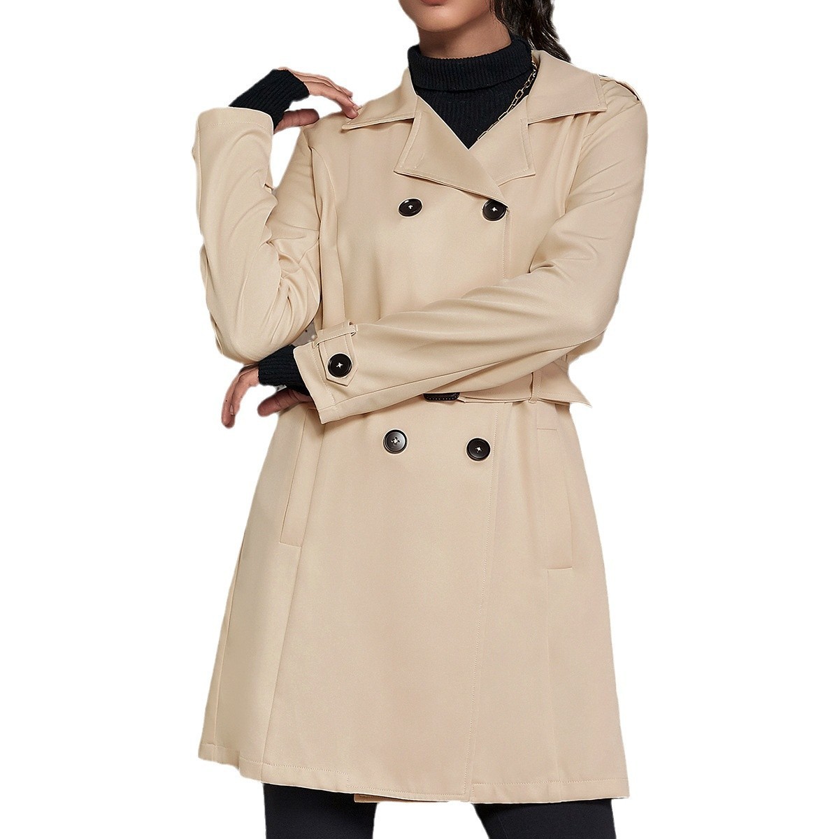 Women's Mid-length Trench Coat British Style Coat - Image 2