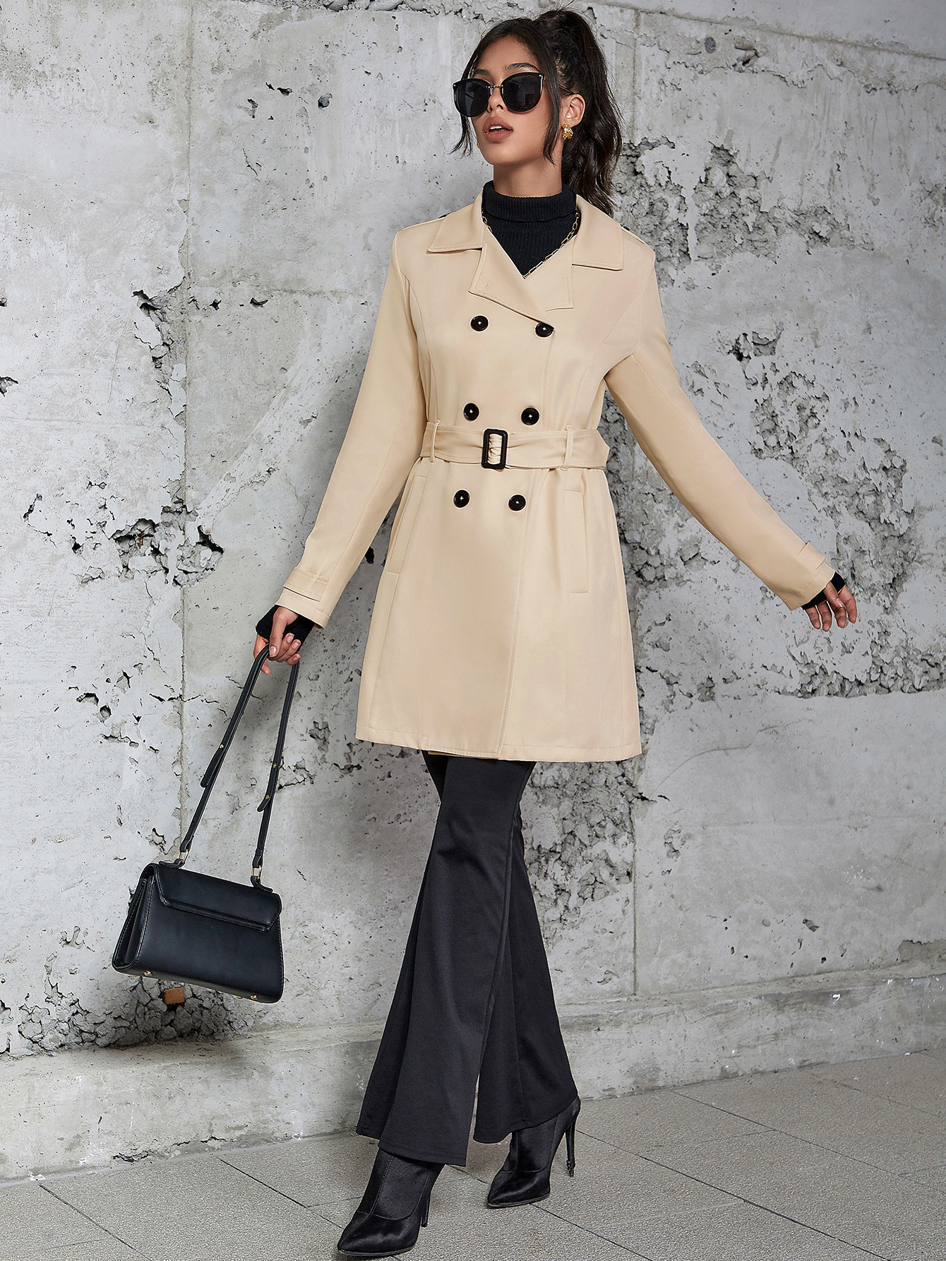 Women's Mid-length Trench Coat British Style Coat - Image 5