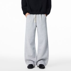 Loose Casual Fleece-lined Sweatpants For Autumn And Winter Straight-leg Sports