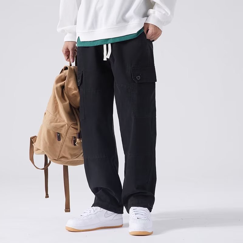 Autumn And Winter Loose Straight Multi-pocket Slacks