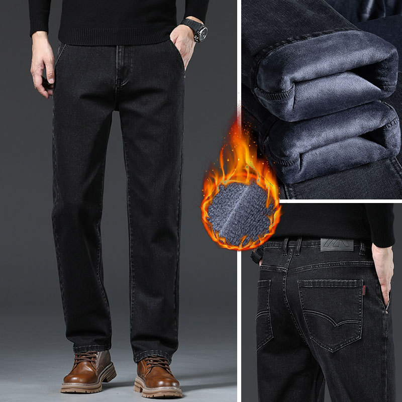 Men's Loose Fleece-lined Straight-leg Trousers - Image 4