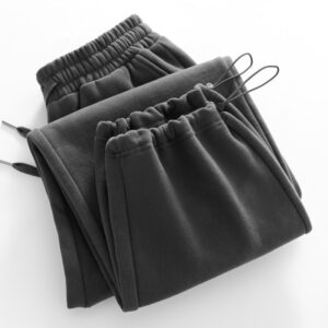 Fleece-lined Ankle-tied Straight Casual Sports Pants