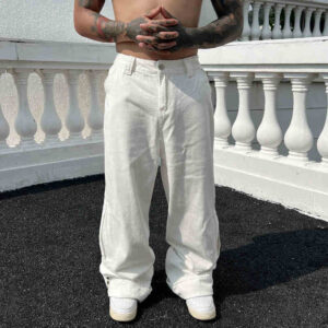 Solid Color Casual Jeans Retro Straight-leg Pants