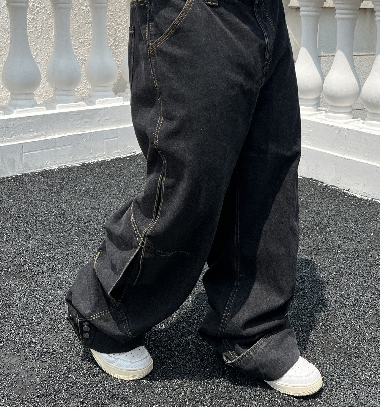 Solid Color Casual Jeans Retro Straight-leg Pants - Image 7