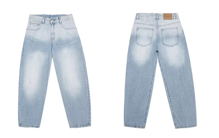 Design Washed Blue And White Machete Jeans Men's American Style - Image 4