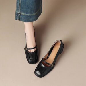 Spring And Autumn New Retro Square Head Women's Soft High Heel Pumps