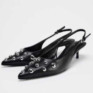 Women's Shoes Low-cut Pointed-toe Rivet-decorated Stilettos