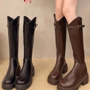 New Versatile Casual Chunky Heel High Boots