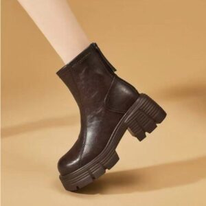 Women's New Fashionable Soft Leather Height-Enhancing British-Style Ankle Boots
