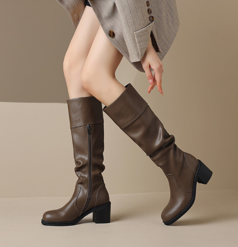 Thick Mid-heel High-top Below The Knee Women's Knight Warm Boots - Image 7