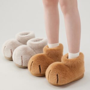 Women's Plush Mid-top Bag With Furry Cat Paw Snow Boots