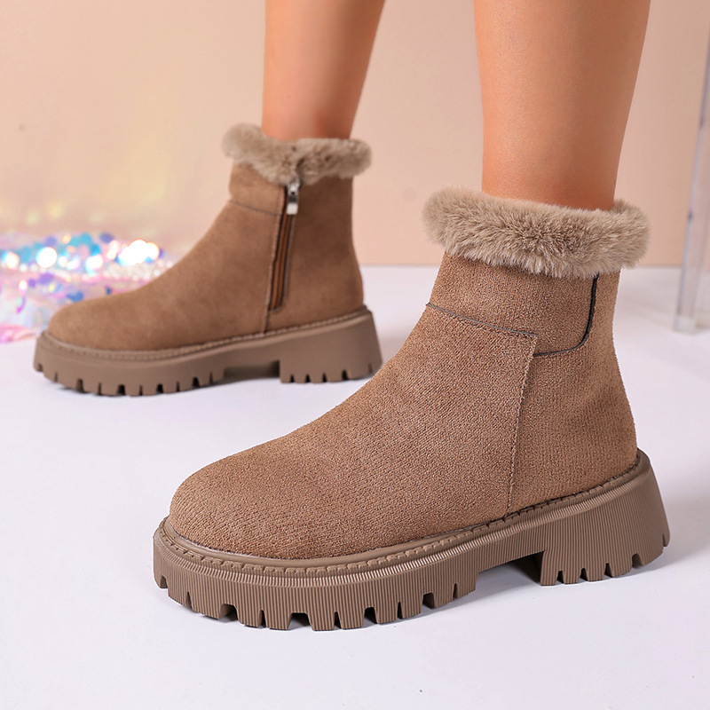Insulated Cotton-padded Shoes Martin Boots Plus Size Thick Bottom Chunky Heel Bootie - Image 2