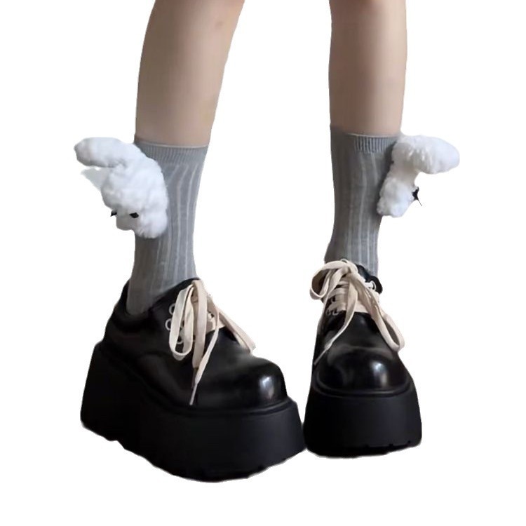 Retro British Matte Black Thick Sole Increased By Lace-up Leather Shoes - Image 5