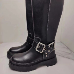 Women's Brown Retro Height Increasing Buckle Decoration High Knight Platform Boots