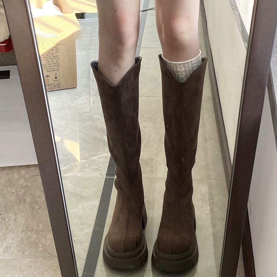 Women's Solid Color Versatile Wide-leg High-elasticity Boots - Image 2