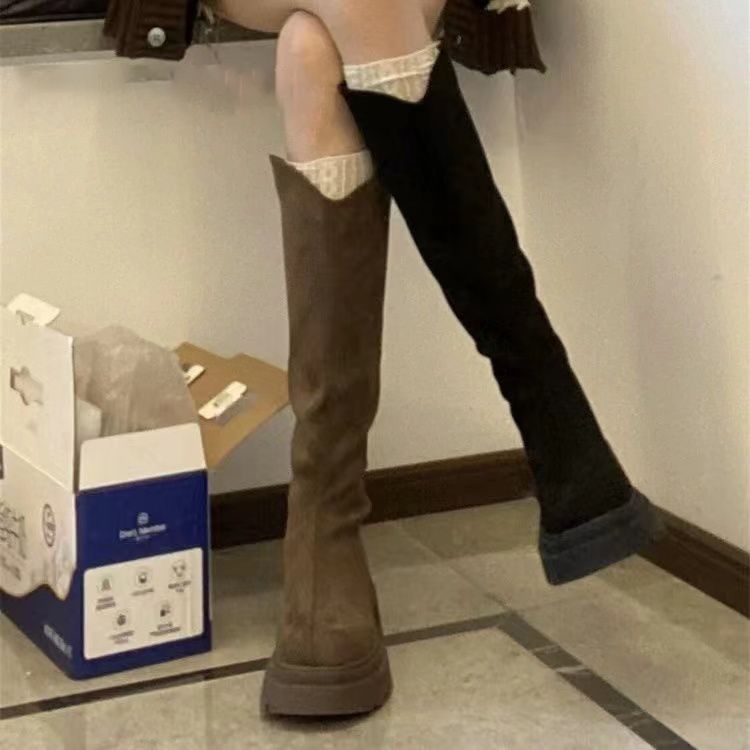 Women's Solid Color Versatile Wide-leg High-elasticity Boots - Image 4