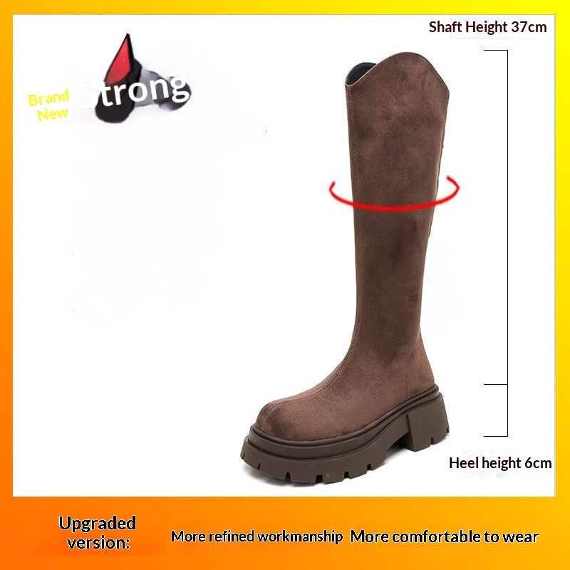 Women's Solid Color Versatile Wide-leg High-elasticity Boots - Image 7