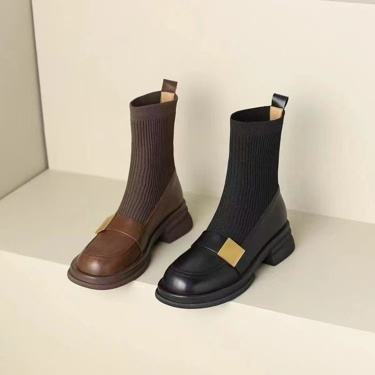 Mid-heel Retro New Loafer Ankle Boots - Image 4