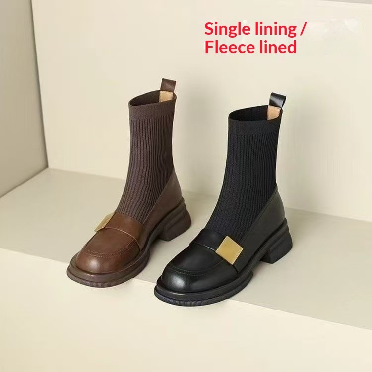 Mid-heel Retro New Loafer Ankle Boots - Image 7