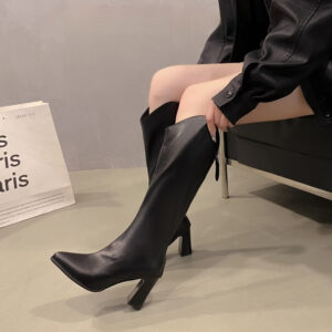 Women's Plus-size Pointed-toe Boots With Back Zippers