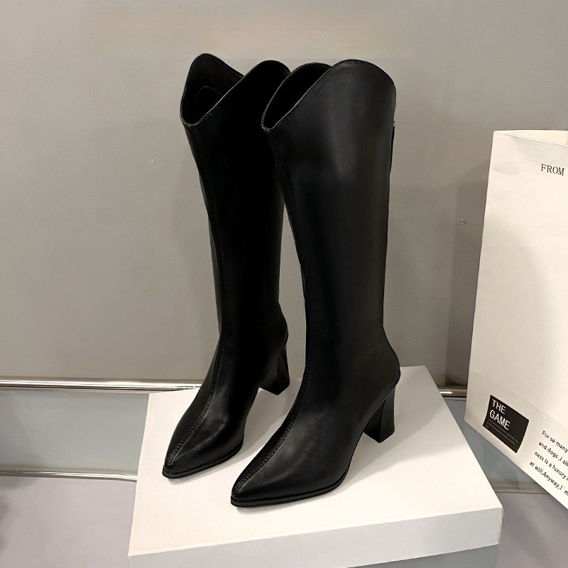 Women's Plus-size Pointed-toe Boots With Back Zippers - Image 4