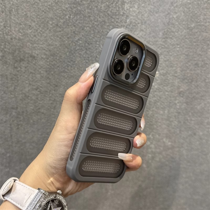 Breathable Heat Dissipation Mesh Case For ApplePhone 15 14 13 12 11 Pro Max Plus Matte Cooling Metal Lens Ring Hard Bumper Cover - Image 3
