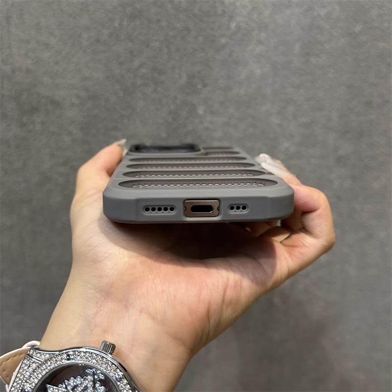 Breathable Heat Dissipation Mesh Case For ApplePhone 15 14 13 12 11 Pro Max Plus Matte Cooling Metal Lens Ring Hard Bumper Cover - Image 5