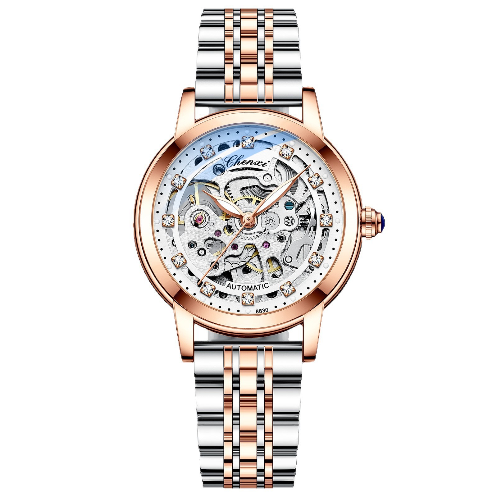 Fashion Diamond Waterproof Automatic Hollow Mechanical Watch - Image 3