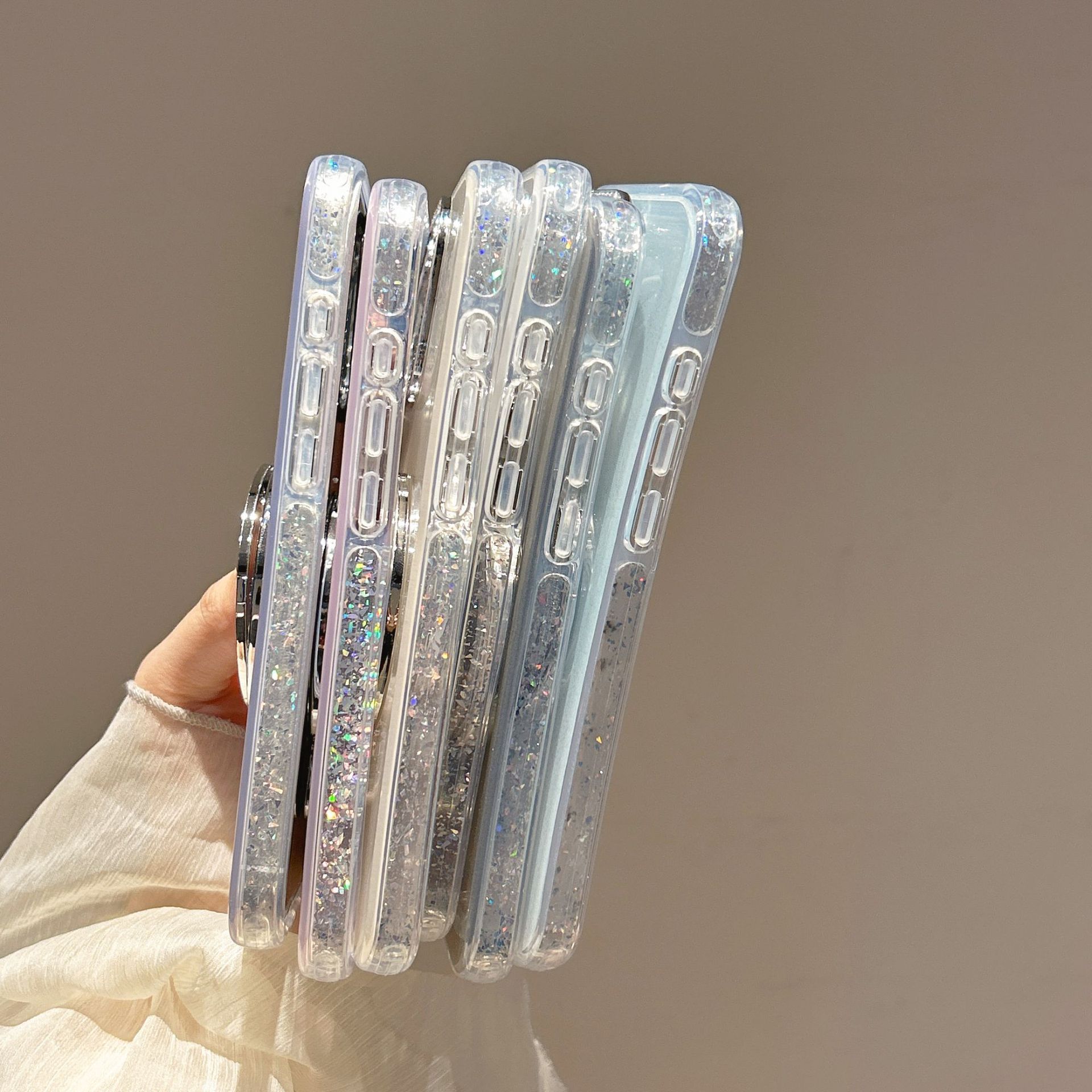 Epoxy Gradient Glitter With Rotating Bracket Mobile Phone Cases - Image 4