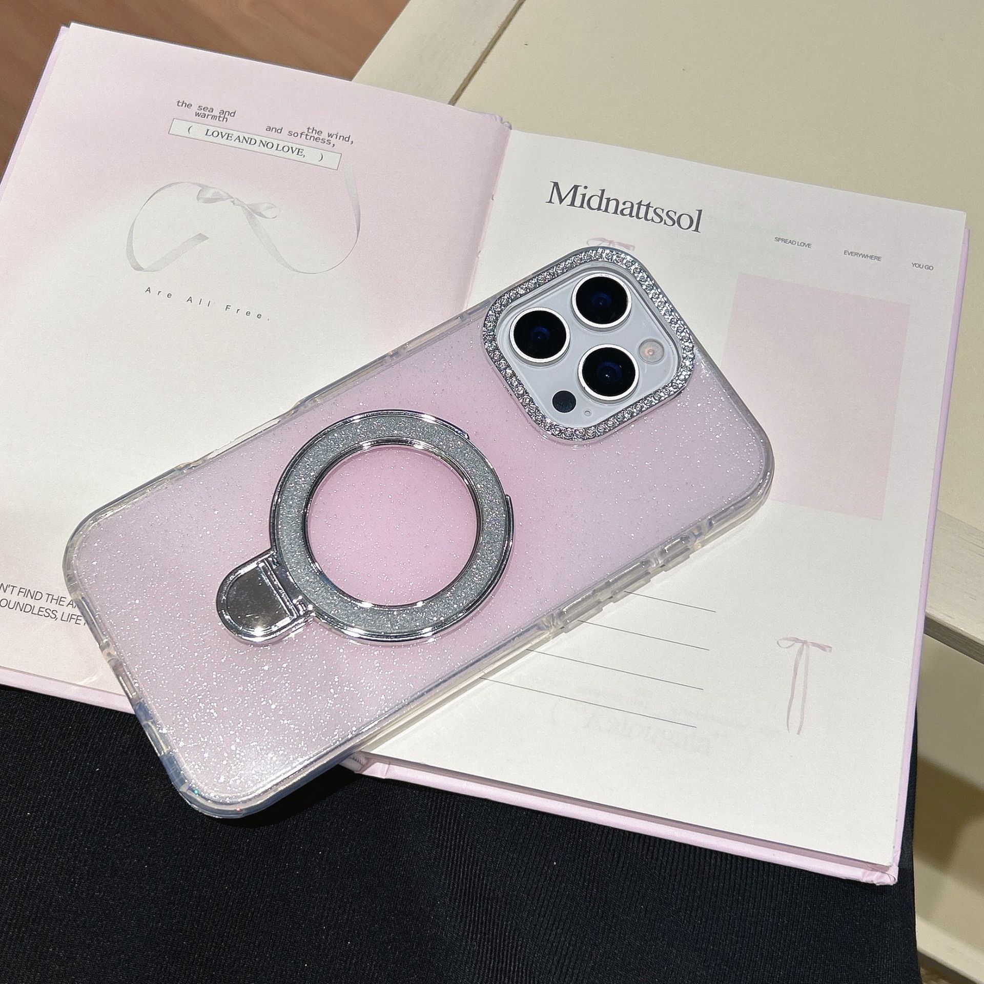 Epoxy Gradient Glitter With Rotating Bracket Mobile Phone Cases - Image 6