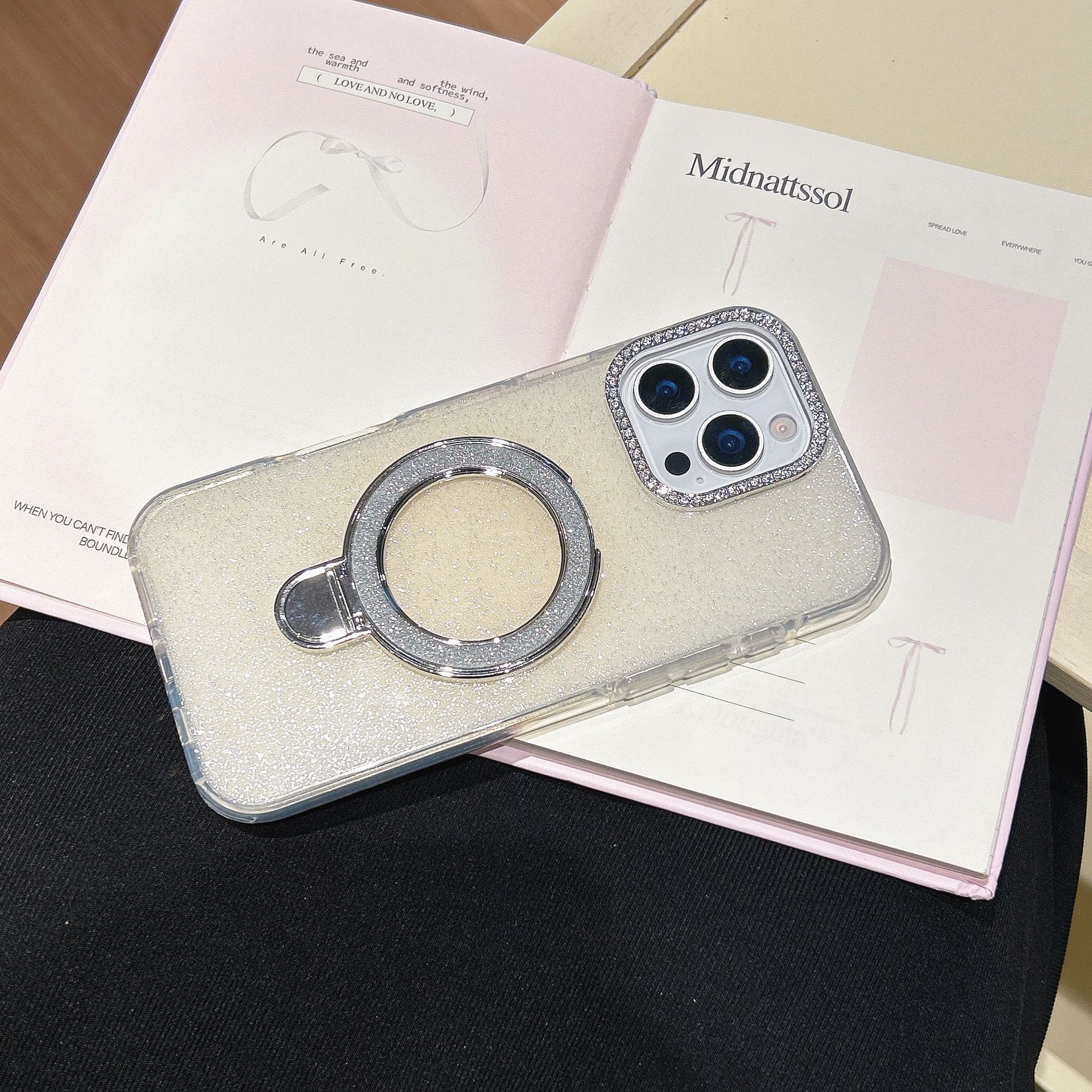 Epoxy Gradient Glitter With Rotating Bracket Mobile Phone Cases - Image 8