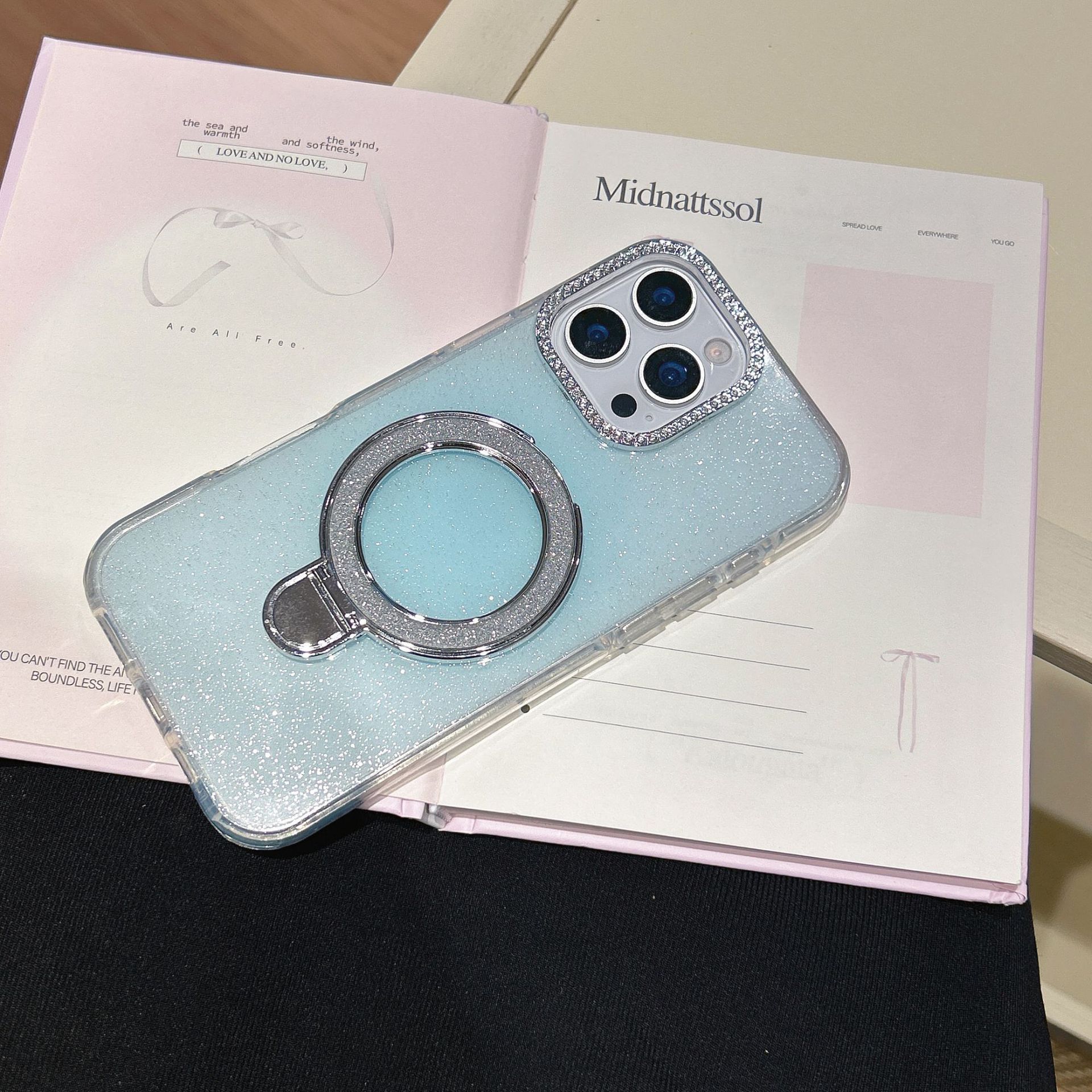 Epoxy Gradient Glitter With Rotating Bracket Mobile Phone Cases - Image 9