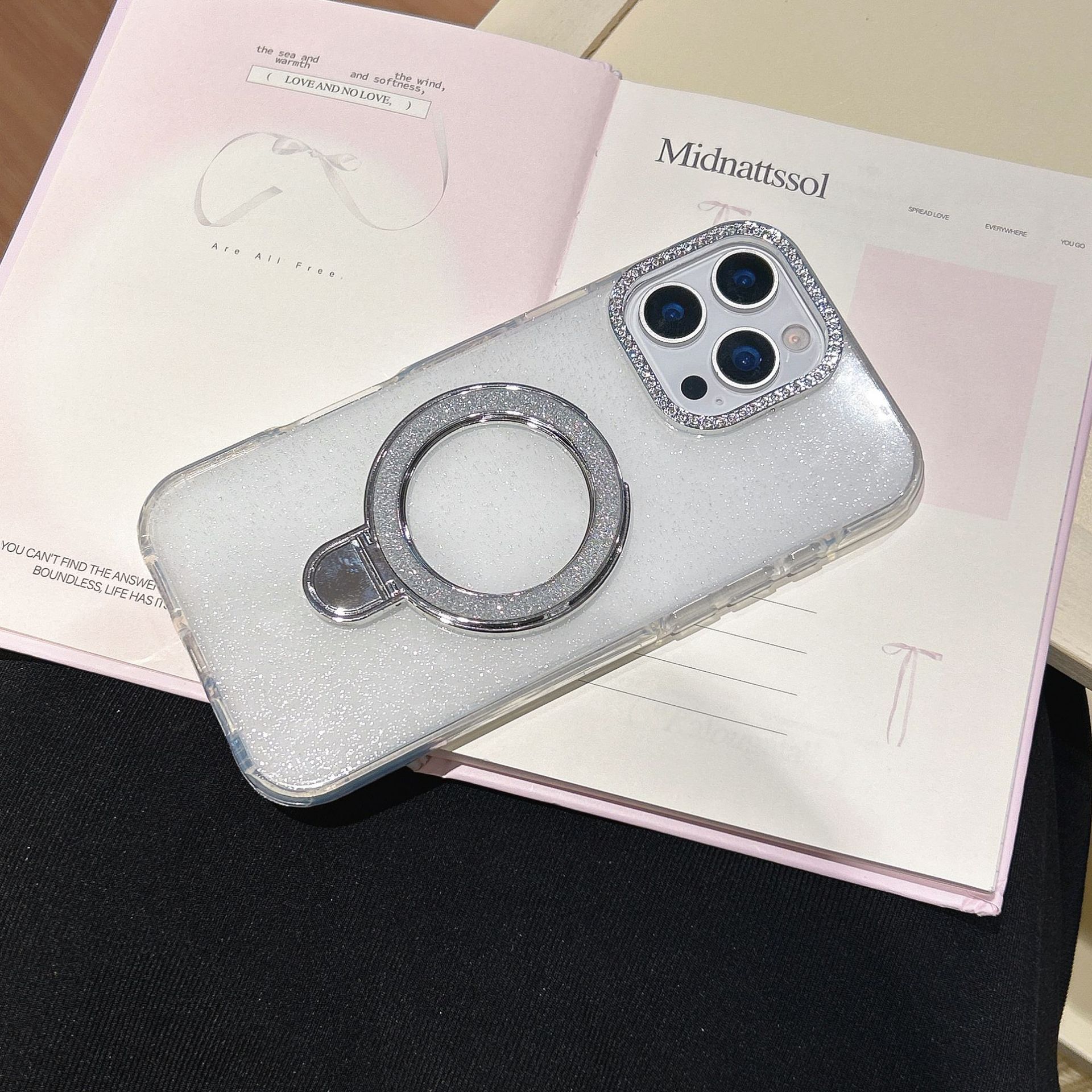 Epoxy Gradient Glitter With Rotating Bracket Mobile Phone Cases - Image 10