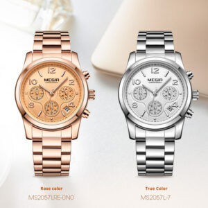 Lady's Multifunctional Chronograph Calendar Steel Band Quartz Watch