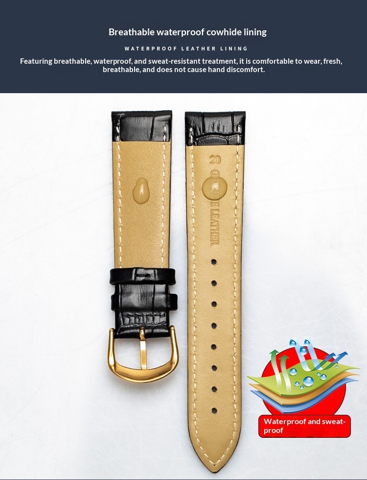 Double-sided Genuine Leather Watch Strap Made From Top-layer Calfskin - Image 3