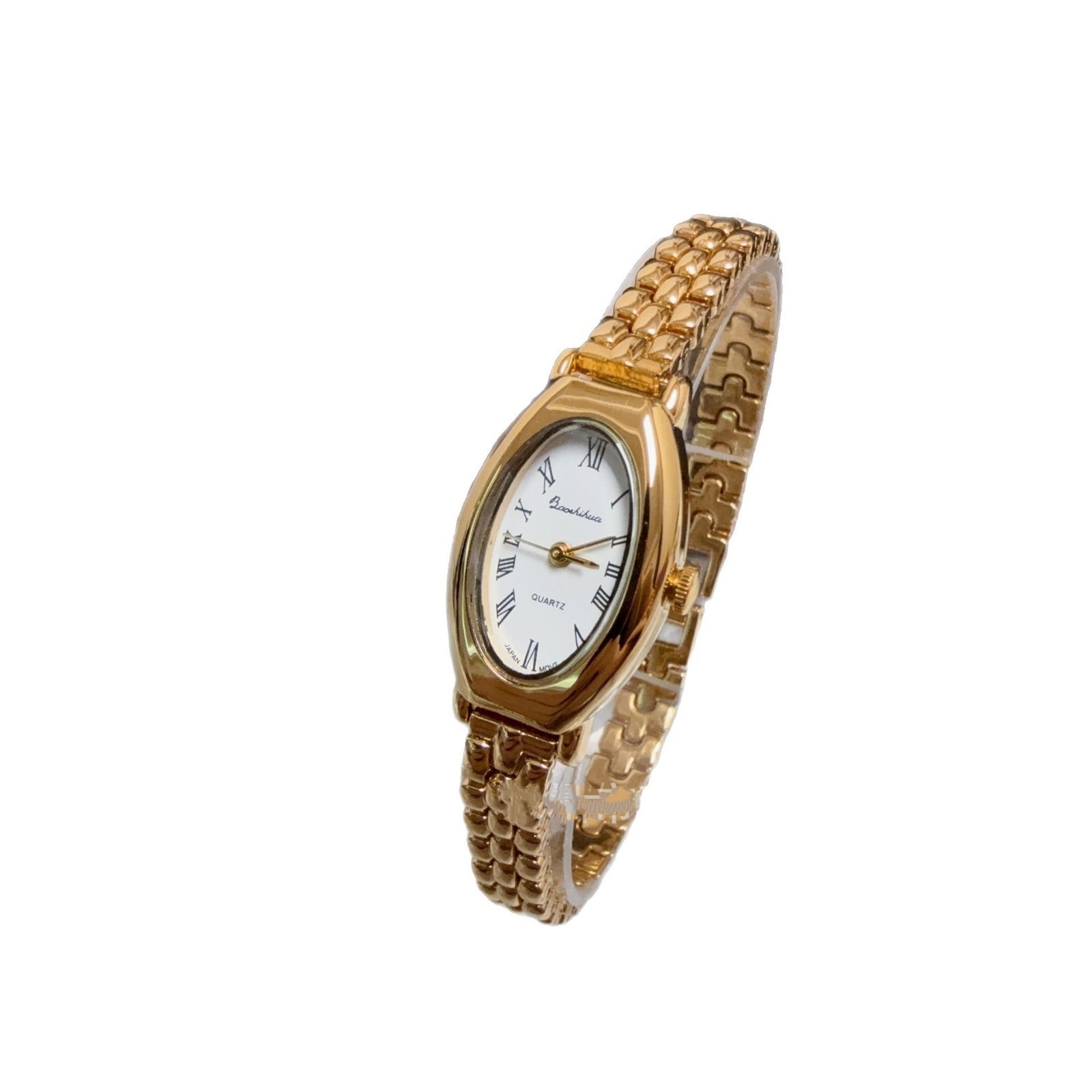 Oval Mesh Belt Retro Golden Simple Graceful Backflow Gold-plated Quartz Watch - Image 5