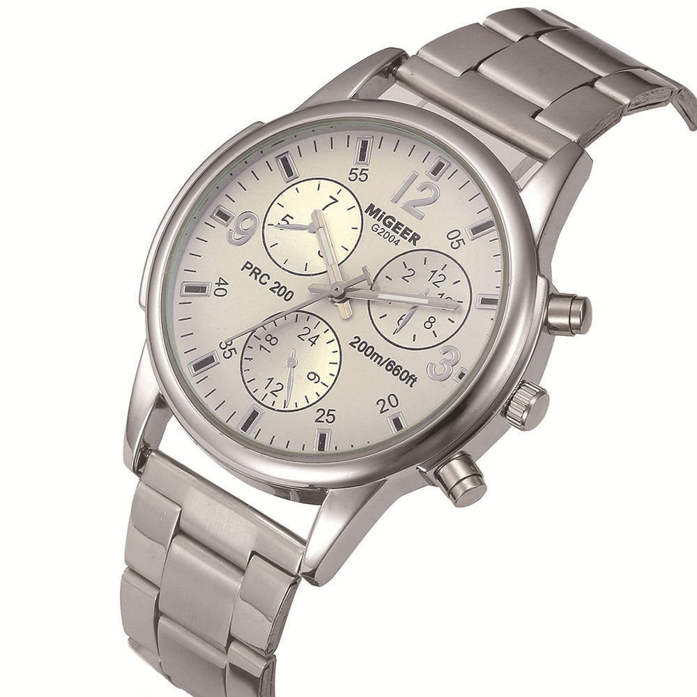Fashion Simple Fake Three-eye Steel Belt Quartz Watch - Image 3