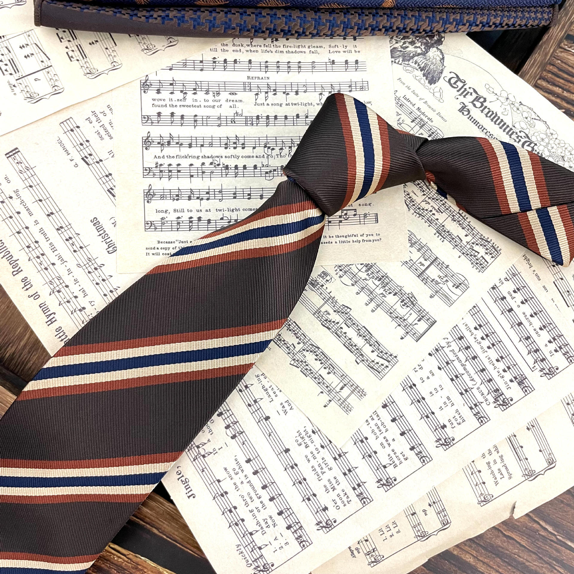 Retro Coffee Color Orange Red Striped Tie Hand Hit 8CM Men - Image 3