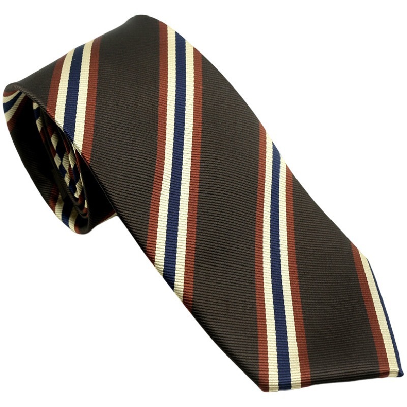 Retro Coffee Color Orange Red Striped Tie Hand Hit 8CM Men - Image 5