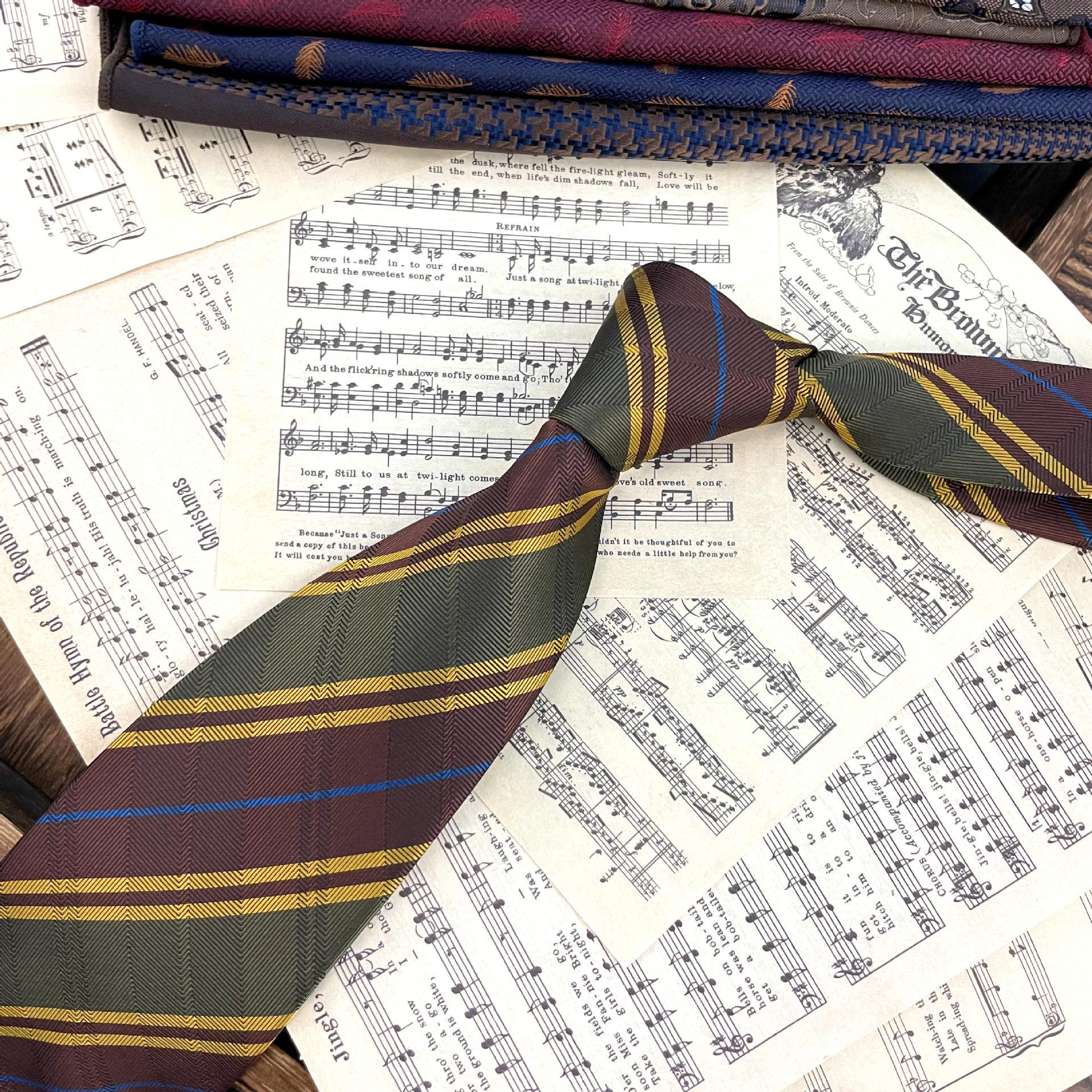 Retro Coffee Color Orange Red Striped Tie Hand Hit 8CM Men - Image 6