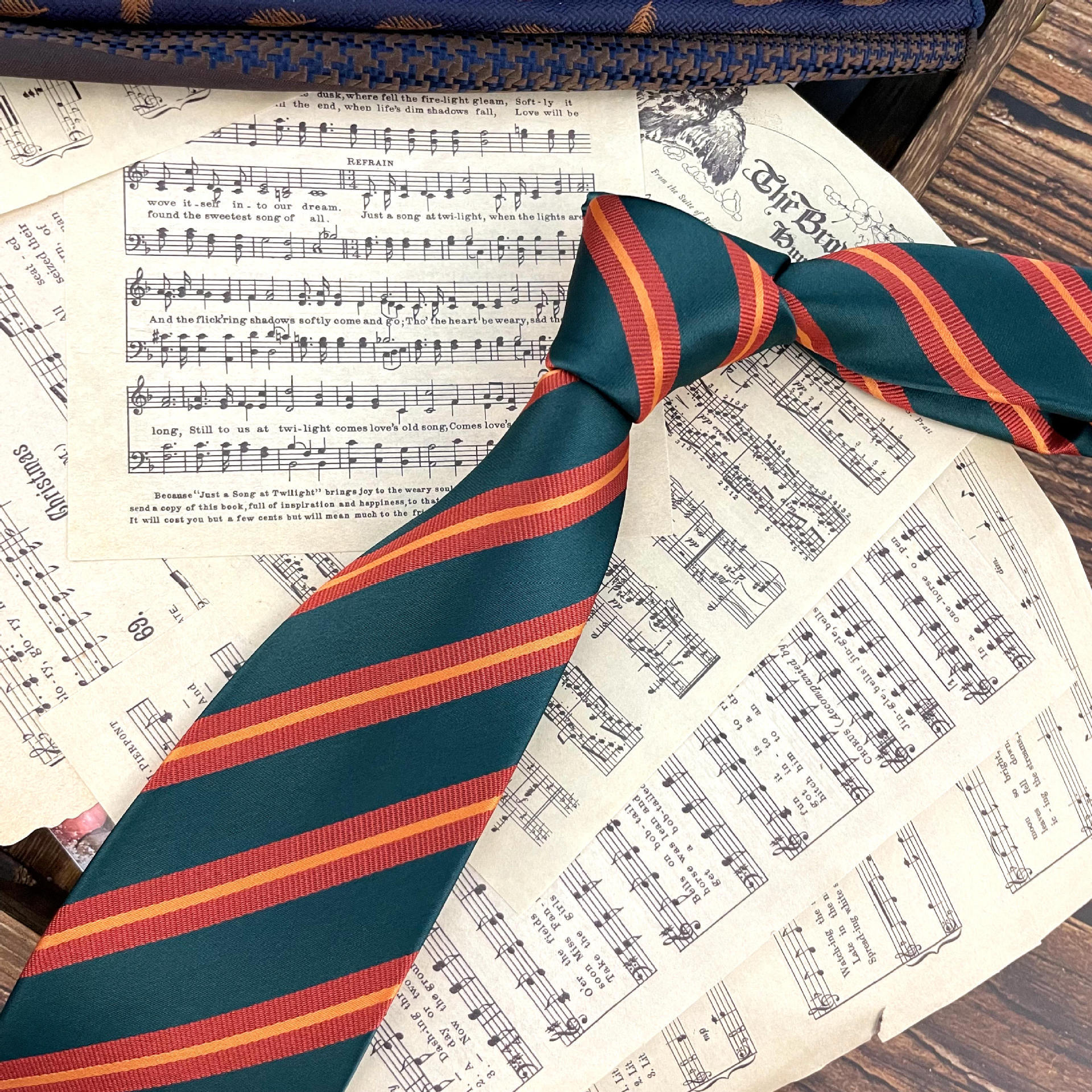 Retro Coffee Color Orange Red Striped Tie Hand Hit 8CM Men - Image 10