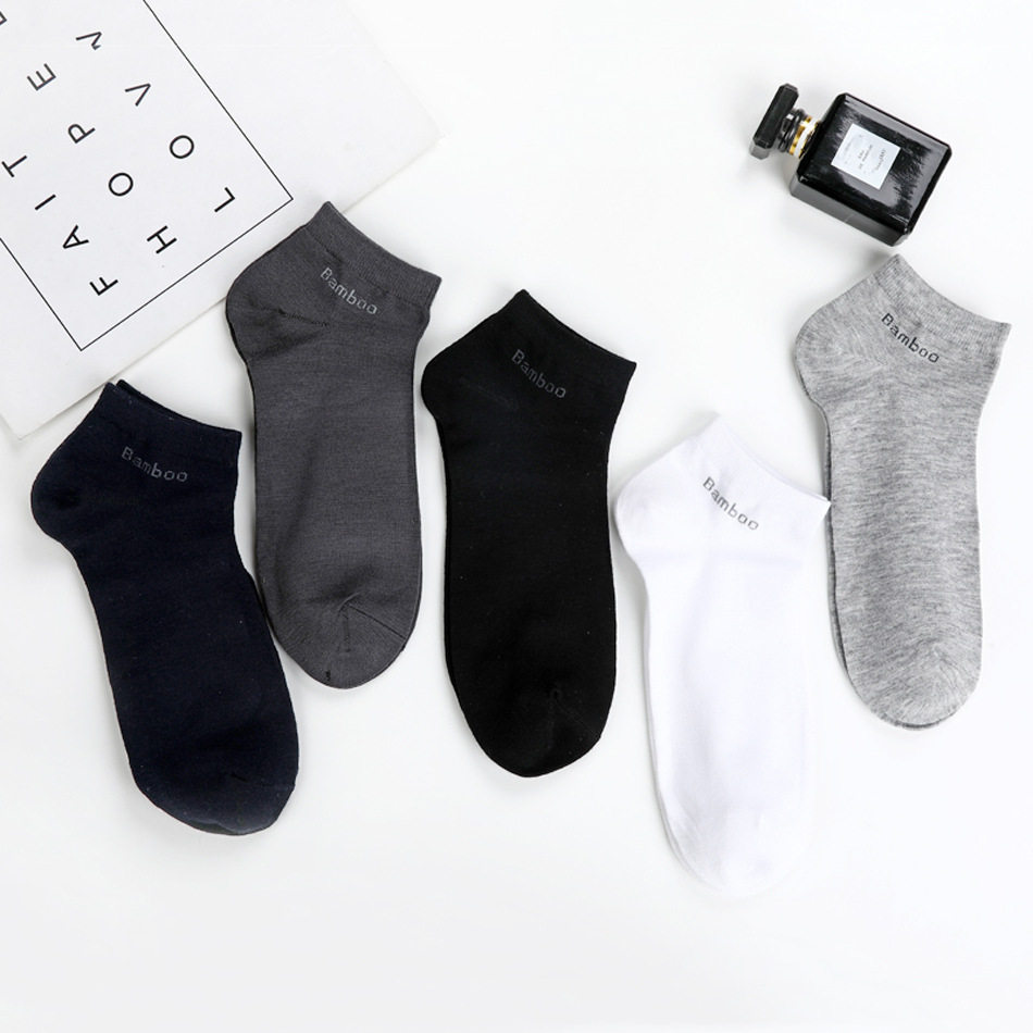 Men's Breathable Bamboo Fiber Solid Color Short Socks